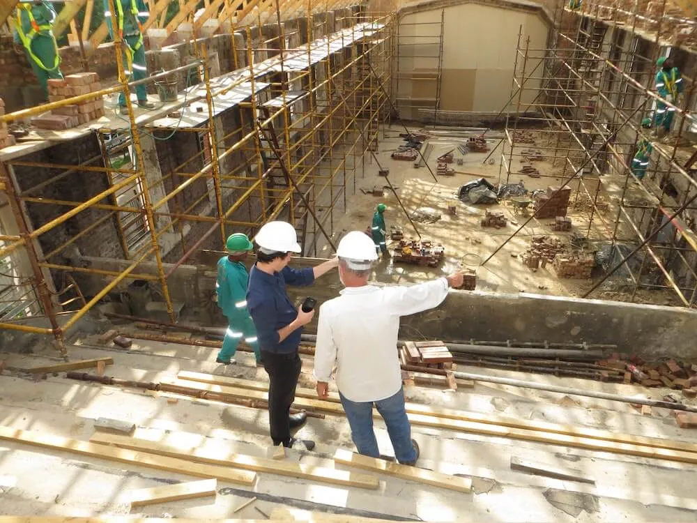 Contractors on construction site